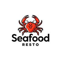Krabbe Logo. Meeresfrüchte rot Krabbe Restaurant Logo Design Symbol, rot Krabbe Maskottchen Karikatur Design Illustration Vektor