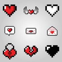 einstellen von Pixel Kunst Herz Symbole. vektor