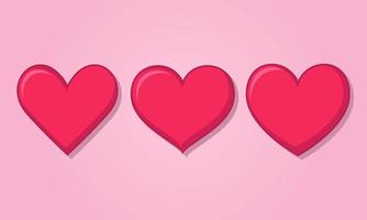 realistisk rosa hjärtan uppsättning, form med slingor och skuggor. vektor