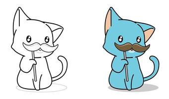 Cartoon Katze und Schnurrbart Malvorlagen für Kinder vektor