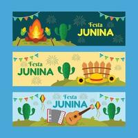 uppsättning lycklig festa junina banner vektor