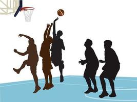 basketspelare i att spela handling på illustration grafisk vektor