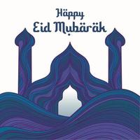 Hand gezeichnet eid al-fitr - - eid Mubarak Illustration mit Blau Farbe vektor