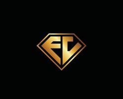 ec Diamant gestalten Gold Farbe Brief Logo Design vektor