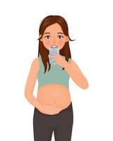 jung schwanger Frau trinken ein Glas von Wasser vektor