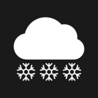 Wolke mit Schneefall Symbol. Weiß Wetter Symbol auf dunkel Hintergrund. Vektor Illustration.