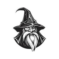 Magier, Logo Konzept schwarz und Weiß Farbe, Hand gezeichnet Illustration vektor