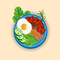 bibimbap einzigartig Hand Zeichnung Illustrationen. köstlich würzen Koreanisch Korea Schüssel Abendessen Kimchi Gemüse Gericht Mahlzeit heiß gesund Restaurant Kochen Hähnchen Teller orientalisch bibimbap Clip Kunst Vorlage Vektor