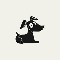 svart silhuett av en söt hund isolerat på en vit bakgrund. vektor logotyp design