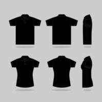 översikt svart polo skjorta mall vektor