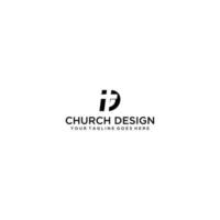 brev d med kyrka logotyp design vektor