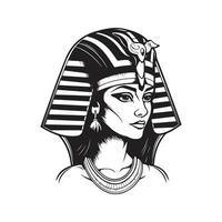 skön egyptisk cleopatra, logotyp begrepp svart och vit Färg, hand dragen illustration vektor