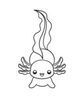 glücklich Axolotl Schwimmen Karikatur Vektor Illustration. süß unter Wasser Wasser- Tier Design zum Kinder. einfach eben Stil mit Gliederung Clip Kunst.