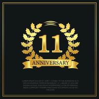 11 år årsdag firande logotyp guld Färg design på svart bakgrund abstrakt illustration vektor