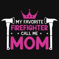 Feuerwehrmann Mama Typografie T-Shirt Design vektor