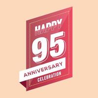 95:e årsdag firande vektor rosa 3d design på brun bakgrund abstrakt illustration