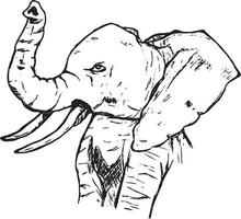 svart och vit elefant illustration vektor