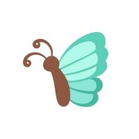 süß einfach Minze Schmetterling Symbol Logo Vektor Illustration isoliert auf Weiß Hintergrund