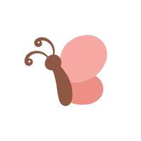 süß Rosa Schmetterling Symbol Logo Vektor Illustration isoliert auf Weiß Hintergrund