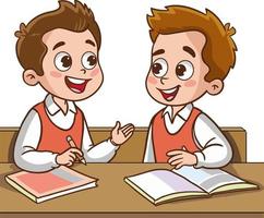 Vektor Illustration von süß Kinder Schüler reden im Klasse