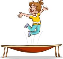 Kinder Springen auf Trampolin Karikatur Vektor