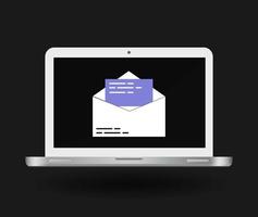 E-Mail-Kommunikationsillustration mit Laptop vektor