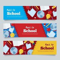 Back-to-School-Banner mit einer rot-gelb-blauen Farbe vektor