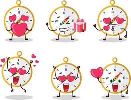 Kompass Karikatur Charakter mit Liebe süß Emoticon vektor