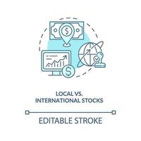 Symbol für lokales vs. internationales Aktienkonzept vektor