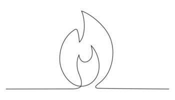 brand kontinuerlig enda konst linje teckning. flamma form, bål, gas ikon. vektor illustration