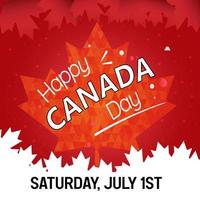 Lycklig kanada dag juli 1:a med röd lönn löv. vektor