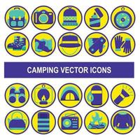 camping vektor ikoner i badge designstil.