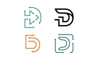 einfaches und minimalistisches Strichgrafikbuchstaben-d-Logo-Set vektor