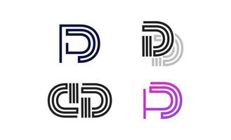 einfaches und minimalistisches Strichgrafikbuchstaben-d-Logo-Set vektor