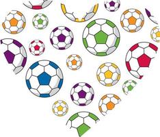 tecknad serie fotboll footy bollar i hjärta mönster - sporter illustration vektor