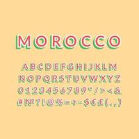 Marocko vintage 3d vektor alfabetuppsättning