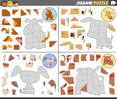 Puzzle Puzzle Spiele einstellen mit komisch Karikatur Hunde vektor