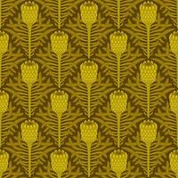 Gelb nahtlos Vektor Hintergrund mit stilisiert Blühen Protea