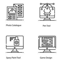 Symbole für Designressourcen und kreative Prozesse vektor