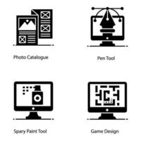 Symbole für Designressourcen und kreative Prozesse vektor