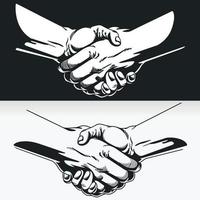 Silhouette des Handshakes, schwarze Umrissillustrationsschablonenzeichnung vektor