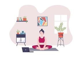 Online-Unterricht, Yoga und Meditationskurse Konzept vektor