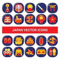 Japan-Vektorikonen im Abzeichenentwurfsstil. vektor