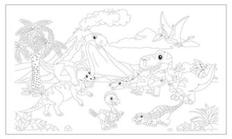 färg sidor för barn vektor illustration, isolerade på en vit bakgrund, med en kul, söt karaktär- dinosaurie