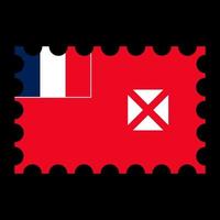 Porto Briefmarke mit Wallis und futuna Flagge. Vektor Illustration.