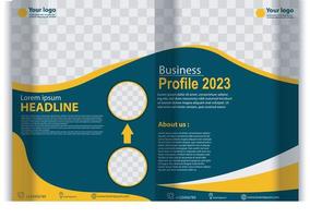 Unternehmen Profil Broschüre Vorlage Layout Design, zwei Seite Geschäft Broschüre Design, Vorlage Layout Design zum modern Geschäft Broschüre vektor