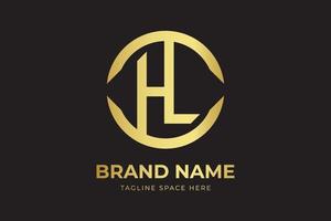 hl Brief Kennzeichen Kreis Logo Design mit Gold Farbe. Alphabet Brief hl Logo Design vektor