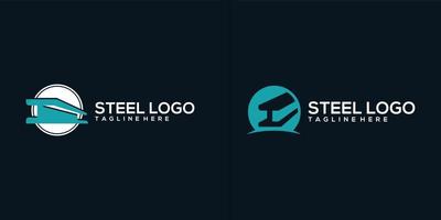 Vektor Stahl Logo Design mit Stahl Strahl Symbole