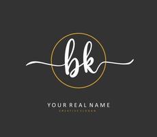 b k bk Initiale Brief Handschrift und Unterschrift Logo. ein Konzept Handschrift Initiale Logo mit Vorlage Element. vektor