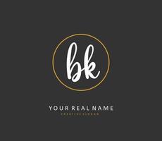 b k bk Initiale Brief Handschrift und Unterschrift Logo. ein Konzept Handschrift Initiale Logo mit Vorlage Element. vektor